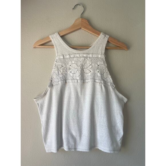 Free People Cream Crochet Knit Racerback Tank – Size Small - Picture 1 of 6